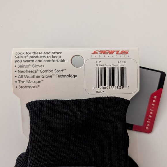 NWT Seirus Outlast Super Glove Liner, Black, Size Large/X Large - Picture 4 of 4